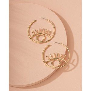 GOLD Evil Eye‎ Hoop Earrings BOHO CUTE PRETTY GIFT LIGHTWEIGHT